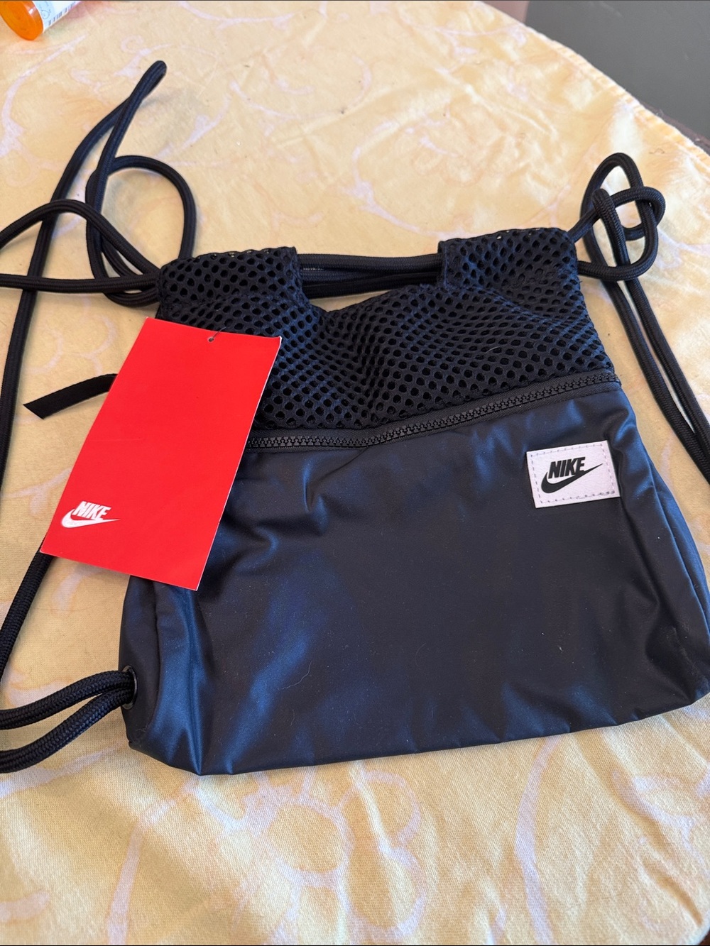 Nike Black Mini Mesh-Top Drawstring Bag